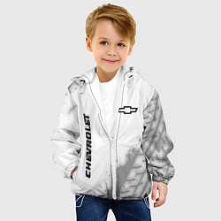 Куртка с капюшоном детская Chevrolet speed на светлом фоне со следами шин вер, цвет: 3D-белый — фото 2