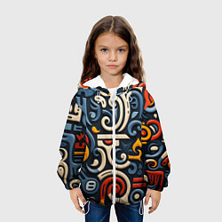 Куртка с капюшоном детская Абстрактный цветной паттерн в славянском стиле, цвет: 3D-белый — фото 2