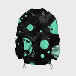 Куртка с капюшоном детская Чёрно-мятный космос от нейросети, цвет: 3D-черный