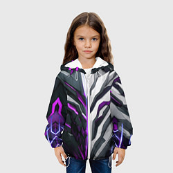 Куртка с капюшоном детская Броня адская и райская фиолетовая, цвет: 3D-белый — фото 2