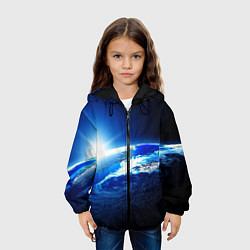 Куртка с капюшоном детская Восход солнца в космосе, цвет: 3D-черный — фото 2