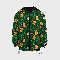 Детская куртка New year pattern with green background