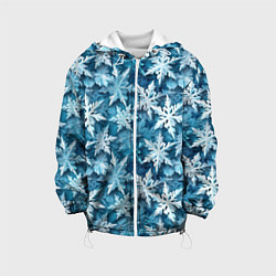 Куртка с капюшоном детская New Years pattern with snowflakes, цвет: 3D-белый