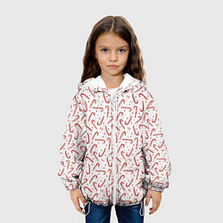 Куртка с капюшоном детская Caramel cane new years pattern, цвет: 3D-белый — фото 2