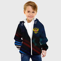 Куртка с капюшоном детская Спортивная россия герб, цвет: 3D-белый — фото 2