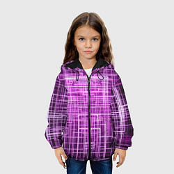 Куртка с капюшоном детская Фиолетовые неоновые полосы киберпанк, цвет: 3D-черный — фото 2