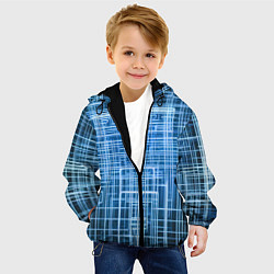 Куртка с капюшоном детская Синие неоновые полосы киберпанк, цвет: 3D-черный — фото 2