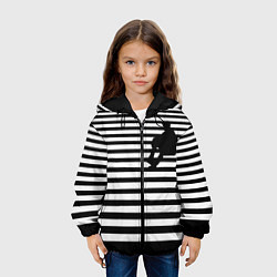 Куртка с капюшоном детская Силуэт на чёрно белом полосы, цвет: 3D-черный — фото 2