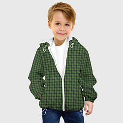 Куртка с капюшоном детская Зеленая клетка классика, цвет: 3D-белый — фото 2