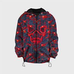 Куртка с капюшоном детская Красная неоновая сеть, цвет: 3D-черный
