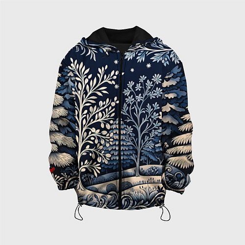 Детская куртка Ледяные узоры нового года / 3D-Черный – фото 1