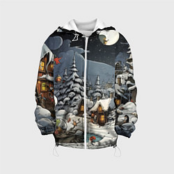 Куртка с капюшоном детская Волшебство новогодней ночи, цвет: 3D-белый
