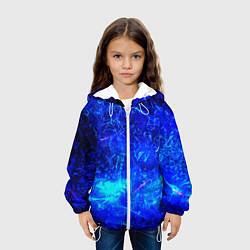 Куртка с капюшоном детская Синий лёд и снежинки, цвет: 3D-белый — фото 2
