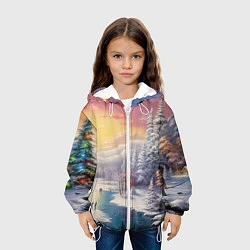Куртка с капюшоном детская Сказочное сияние нового года, цвет: 3D-белый — фото 2