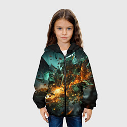 Куртка с капюшоном детская Геометрический всплеск, цвет: 3D-черный — фото 2