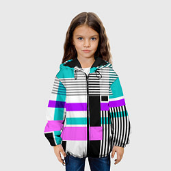 Куртка с капюшоном детская Геометрический узор в стиле пэчворк, цвет: 3D-черный — фото 2