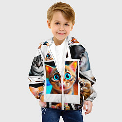 Куртка с капюшоном детская Котики фото, цвет: 3D-белый — фото 2