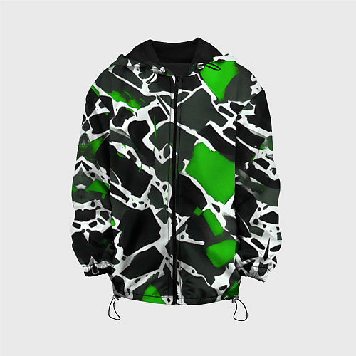 Детская куртка Кляксы чёрные и зелёные / 3D-Черный – фото 1