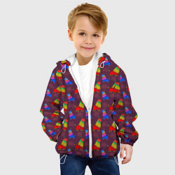 Куртка с капюшоном детская Разноцветное животное, цвет: 3D-белый — фото 2
