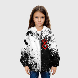 Куртка с капюшоном детская Берсерк знак жертвы - черно-белые брызги, цвет: 3D-белый — фото 2