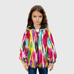 Куртка с капюшоном детская Атласная ткань узбекского народа - икат, цвет: 3D-черный — фото 2