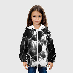 Куртка с капюшоном детская Черный дым и паттерны, цвет: 3D-белый — фото 2