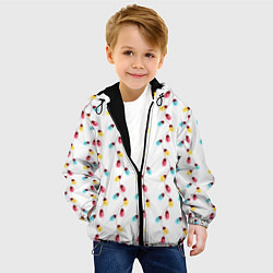 Куртка с капюшоном детская Новогодняя разноцветная гирлянда, цвет: 3D-черный — фото 2