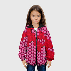 Куртка с капюшоном детская Красная энерго-броня из шестиугольников, цвет: 3D-черный — фото 2
