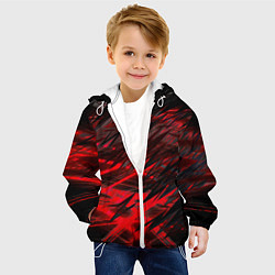 Куртка с капюшоном детская Черно красные текстуры, цвет: 3D-белый — фото 2