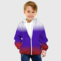Куртка с капюшоном детская Градиент российского флаг, цвет: 3D-белый — фото 2