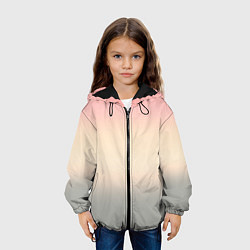 Куртка с капюшоном детская Персиковый и серый градиент, цвет: 3D-черный — фото 2
