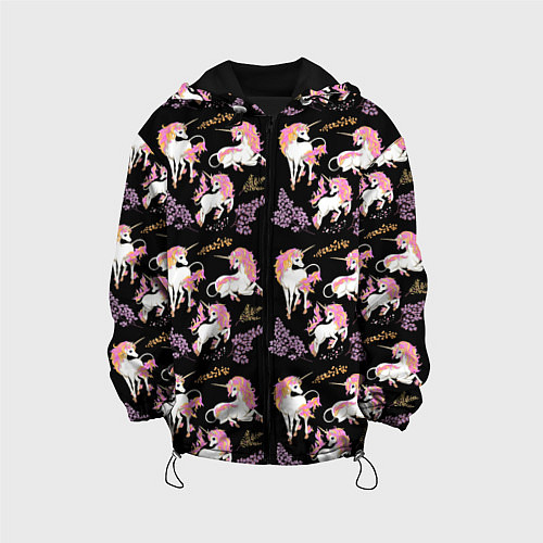 Детская куртка Единорог цветная грива / 3D-Черный – фото 1