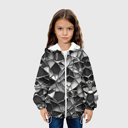 Куртка с капюшоном детская Чёрно-белая сетка, цвет: 3D-белый — фото 2