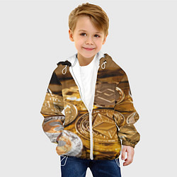 Куртка с капюшоном детская Виртуальные монеты, цвет: 3D-белый — фото 2