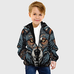 Куртка с капюшоном детская Дикий волк с узорами, цвет: 3D-черный — фото 2