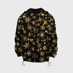 Куртка с капюшоном детская Россыпи золотых снежинок, цвет: 3D-черный