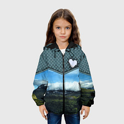 Куртка с капюшоном детская Облачные сердца, цвет: 3D-черный — фото 2