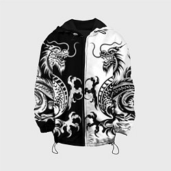 Куртка с капюшоном детская Черный и белый дракон, цвет: 3D-черный