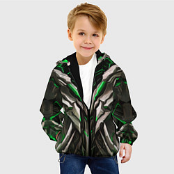 Куртка с капюшоном детская Зелёная кибер броня модерн, цвет: 3D-черный — фото 2