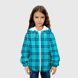 Куртка с капюшоном детская Шотландский неоновый голубой, цвет: 3D-белый — фото 2