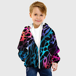 Куртка с капюшоном детская Черные пятна на разноцветном фоне, цвет: 3D-белый — фото 2