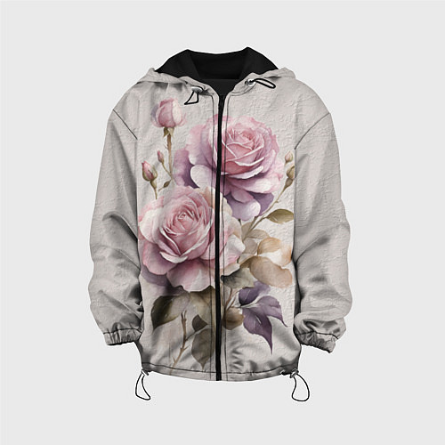Детская куртка Нежные розовые розы на стене / 3D-Черный – фото 1