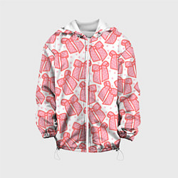 Куртка с капюшоном детская Узор с розовыми бантами в горошек, цвет: 3D-белый