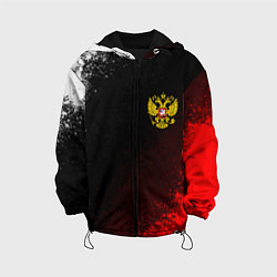 Куртка с капюшоном детская Герб РФ краски империи, цвет: 3D-черный