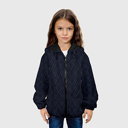 Куртка с капюшоном детская Тёмный синий геометричные линии, цвет: 3D-черный — фото 2