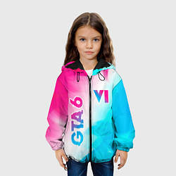 Куртка с капюшоном детская GTA 6 neon gradient style вертикально, цвет: 3D-черный — фото 2