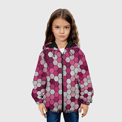 Куртка с капюшоном детская Камуфляж гексагон розовый, цвет: 3D-черный — фото 2