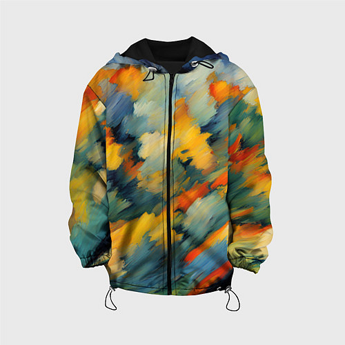 Детская куртка Жёлтые и синие мазки / 3D-Черный – фото 1