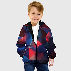 Куртка с капюшоном детская Синяя геометрическая абстракция, цвет: 3D-черный — фото 2
