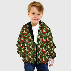 Куртка с капюшоном детская Еловые шишки с клюквой, цвет: 3D-черный — фото 2